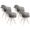Fabulaxe Plastic DAW Shell Dining Arm Chair with Wooden Dowel Eiffel Legs, Gray, PK 4 QI003748.GY.4 - alternate 1